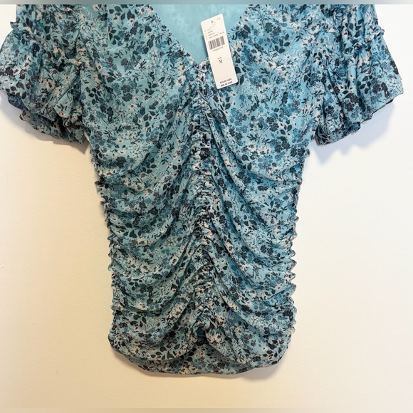 Anthropologie Short-Sleeve Shirred Mesh Top NWT , sz : medium - Picture 9 of 10
